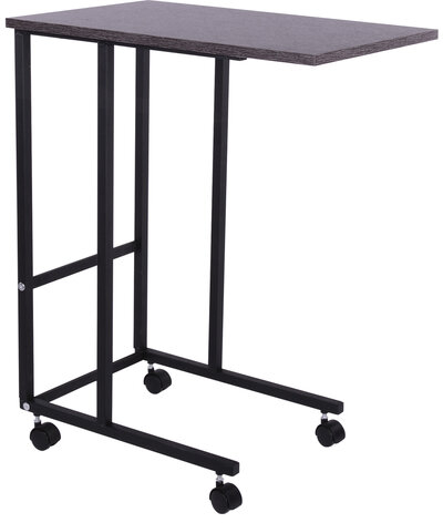 Стол BRABIX "Smart CD-014", 380х600х755 мм, ЛОФТ, на колесах, металл/ЛДСП ясень, каркас черный, 641885