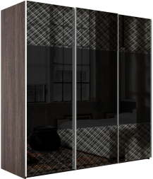 Шкаф-купе Эста 3-х дверный Комби (Стекло Диско черный, Стекло черное) Венге Мали