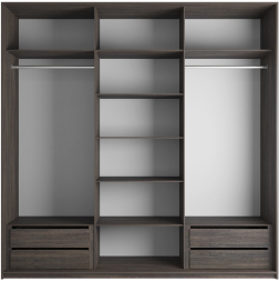 Шкаф-купе Эста 3-х дверный Комби (Стекло Диско черный, Стекло черное) Венге Мали