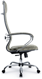 Кресло офисное МЕТТА "L1m 42", хром, сиденье и спинка мягкие, велюр, светло-серое