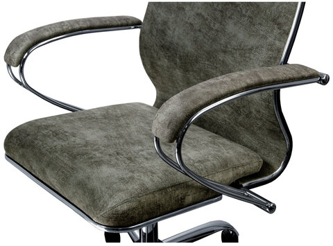 Кресло офисное МЕТТА "L1m 42", хром, сиденье и спинка мягкие, велюр, светло-серое