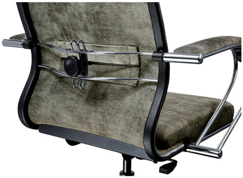 Кресло офисное МЕТТА "L1m 42", хром, сиденье и спинка мягкие, велюр, светло-серое