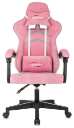 Кресло компьютерное BRABIX ''Shooter GM-123'', 2 подушки, ткань, розовое/серое, 533213