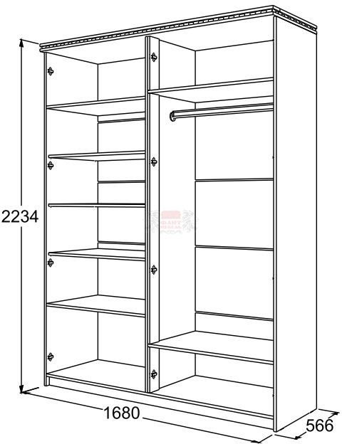 Шкаф 4-х дв. для одежды и белья Ольга 13