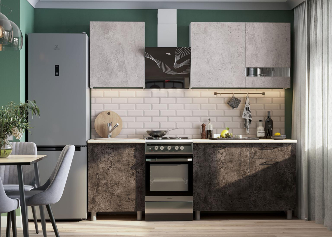 Кухонный гарнитур Розалия (Цемент светлый/Цемент темный/Антарес)