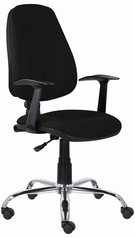 Кресло BRABIX "Comfort MG-322", хром, регулируемая эргономичная спинка, ткань, черное, 532558