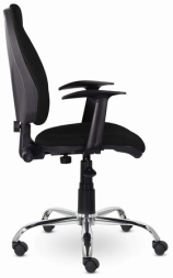 Кресло BRABIX "Comfort MG-322", хром, регулируемая эргономичная спинка, ткань, черное, 532558