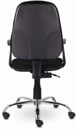 Кресло BRABIX "Comfort MG-322", хром, регулируемая эргономичная спинка, ткань, черное, 532558