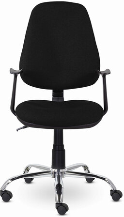 Кресло BRABIX "Comfort MG-322", хром, регулируемая эргономичная спинка, ткань, черное, 532558