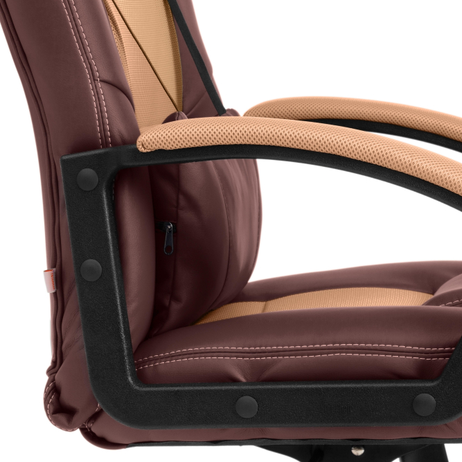 Кресло DRIVER кож/зам/ткань, коричневый/бронзовый, 36-36/21