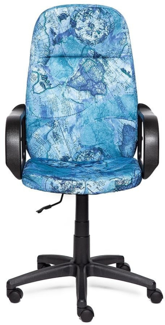 Кресло LEADER ткань, принт "Карта на синем"