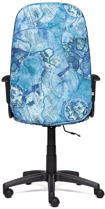 Кресло LEADER ткань, принт "Карта на синем"