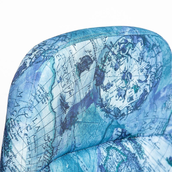 Кресло LEADER ткань, принт "Карта на синем"