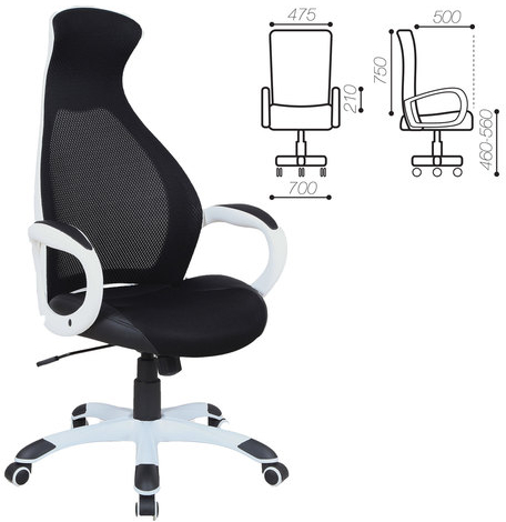 Кресло офисное BRABIX PREMIUM "Genesis EX-517", пластик белый, ткань/экокожа/сетка черная, 531573