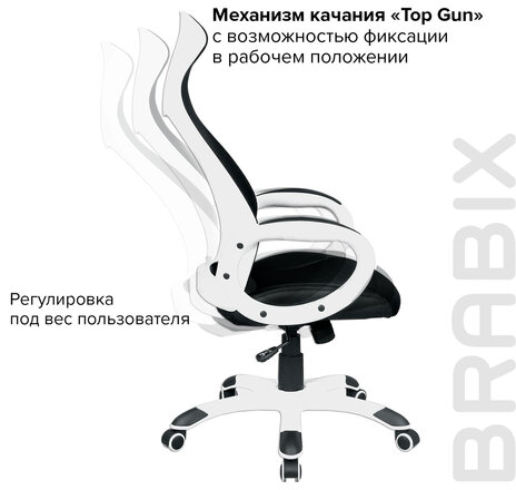 Кресло офисное BRABIX PREMIUM "Genesis EX-517", пластик белый, ткань/экокожа/сетка черная, 531573