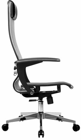 Кресло офисное МЕТТА "К-4-Т" хром, прочная сетка, сиденье и спинка регулируемые, серое