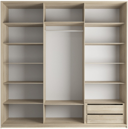 Шкаф-купе Эста 3-х дверный Комби (Зеркало, Стекло Диско белое) Дуб Бардолино