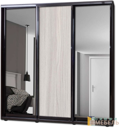 Шкаф купе 3х дв Комби 1 Ясень шимо светлый|Зеркало-2