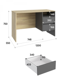 Стол Оскар ОС-23 блэквуд ячменный/графит