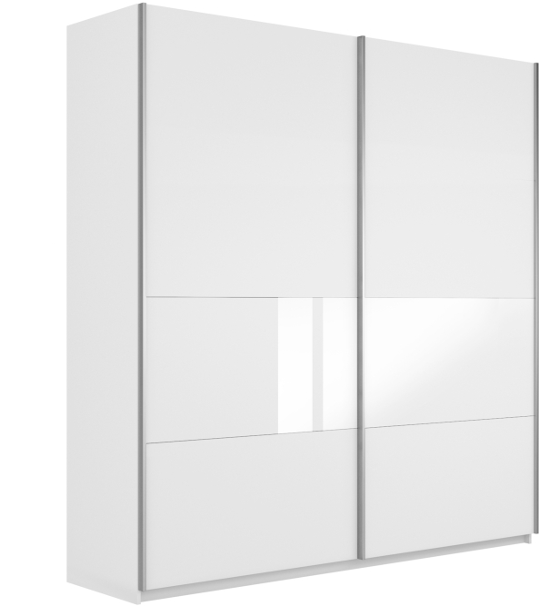 Шкаф-купе Прайм широкий 2-х дверный (ЛДСП/Стекло белое) Белый снег