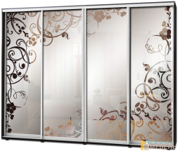 Шкаф купе 4х дв Пескоструй фон матовый № 3