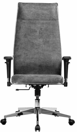 Кресло офисное МЕТТА "L1m 42/2D", хром, 2D-подлокотники, сиденье и спинка мягкие, велюр, темно-серое