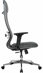 Кресло офисное МЕТТА &quot;L1m 42/2D&quot;, хром, 2D-подлокотники, сиденье и спинка мягкие, велюр, темно-серое