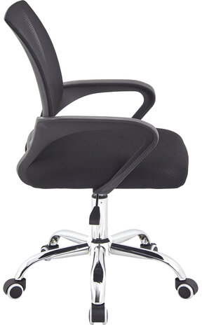 Кресло CROMEX Hit CH-695, ХРОМ, с подлокотниками, сетка, черное, ткань TW, 533066