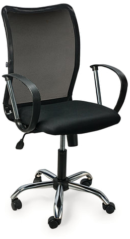 Кресло BRABIX "Spring MG-308", с подлокотниками, хром, ткань черная TW, 531403