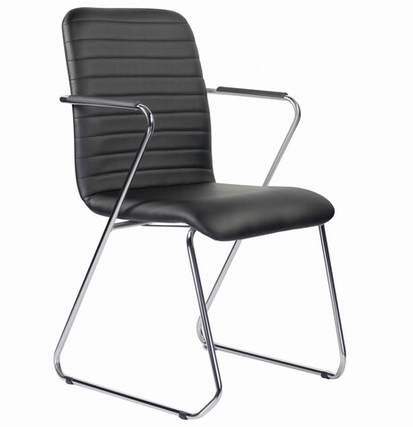 Кресло для приемных и переговорных BRABIX "Visit CF-101", хром, экокожа, черное, 532559
