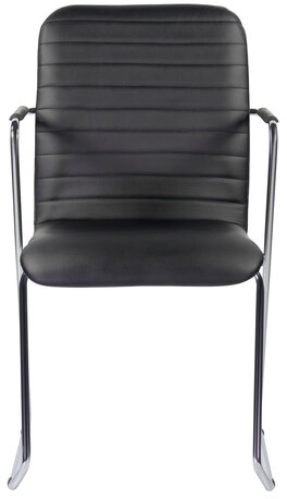 Кресло для приемных и переговорных BRABIX "Visit CF-101", хром, экокожа, черное, 532559