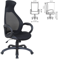 Кресло офисное BRABIX PREMIUM &quot;Genesis EX-517&quot;, пластик черный, ткань/экокожа/сетка черная, 531574