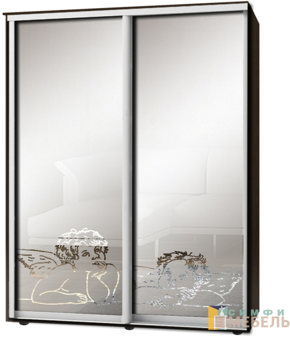 Шкаф-купе 2х дв Стандарт Пескоструй фон матовый № 91