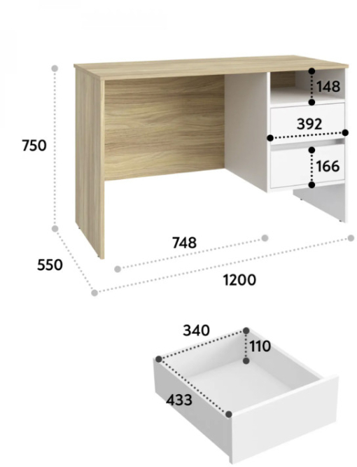 Стол Оскар ОС-23 блэквуд ячменный/белый структурный
