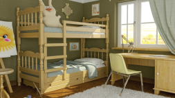 Кровать из массива двухъярусная Соня с выкатными ящиками