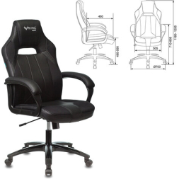 Кресло компьютерное Zombie VIKING 2 AERO, экокожа/ткань, черное, 1180816