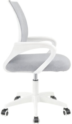 Кресло CROMEX Hit CH-695W, с подлокотниками, пластик белый, сетка, серое, ткань TW, 533067