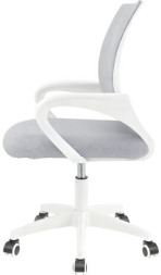 Кресло CROMEX Hit CH-695W, с подлокотниками, пластик белый, сетка, серое, ткань TW, 533067
