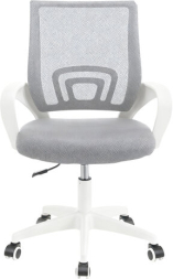 Кресло CROMEX Hit CH-695W, с подлокотниками, пластик белый, сетка, серое, ткань TW, 533067