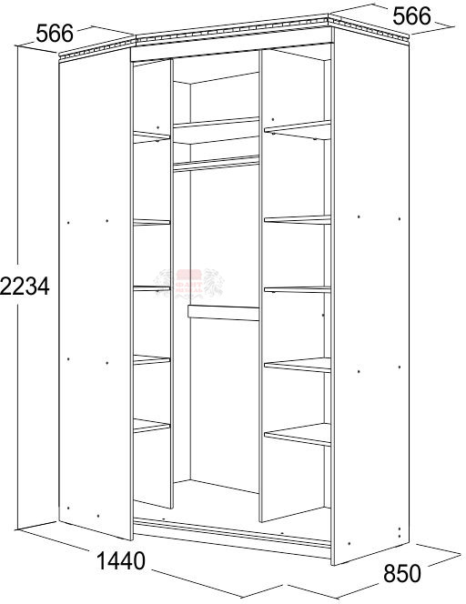 Шкаф купе угловой Ольга 13 правый