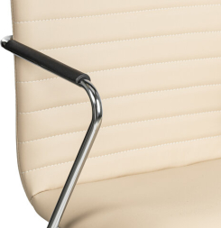 Кресло для приемных и переговорных BRABIX "Visit CF-101", хром, экокожа, бежевое, 532560