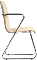 Кресло для приемных и переговорных BRABIX "Visit CF-101", хром, экокожа, бежевое, 532560