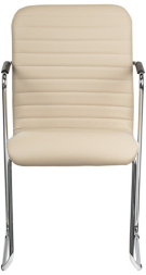Кресло для приемных и переговорных BRABIX "Visit CF-101", хром, экокожа, бежевое, 532560