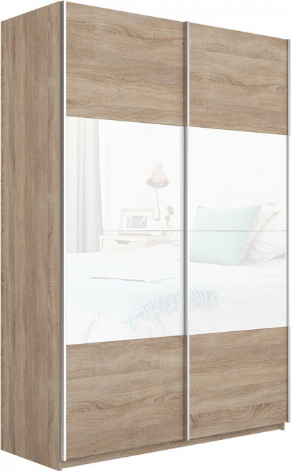 Шкаф-купе Прайм 2-х дверный (ЛДСП/Стекло белое) Сонома