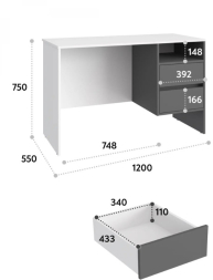 Стол Оскар ОС-23 белый структурный/графит