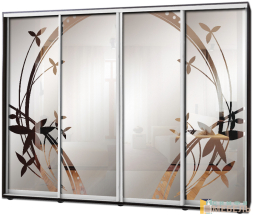 Шкаф купе 4х дв Пескоструй фон матовый № 5