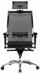 Кресло офисное МЕТТА "SAMURAI" S-3.05, с подголовником, сверхпрочная ткань-сетка, черное