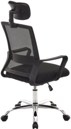 Кресло CROMEX Debut CH-697, ХРОМ, с подлокотниками, мех. качания, сетка, черное, ткань, 533068
