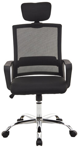 Кресло CROMEX Debut CH-697, ХРОМ, с подлокотниками, мех. качания, сетка, черное, ткань, 533068