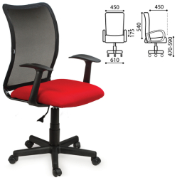 Кресло BRABIX "Spring MG-307", с подлокотниками, комбинированное красное/черное TW, 531405